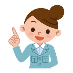 閃く若い女性　作業着