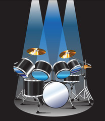 drum set background blue lighting