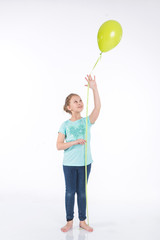 happy girl with colorful balloons 