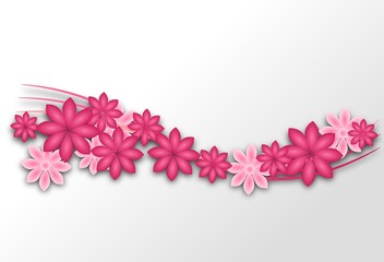 White background with pink flowers