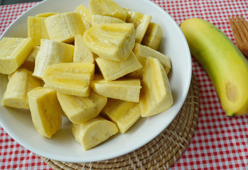 Banana sliced in a bowl