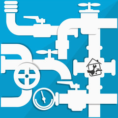 Water pipes and taps vector