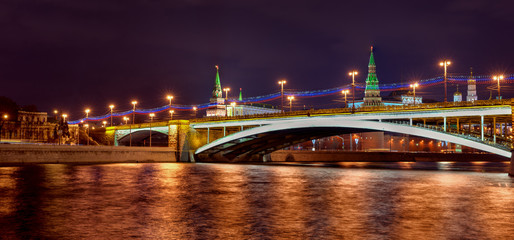 Fototapeta na wymiar Stunning Panoramic night view of Moscow Kremlin