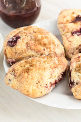 Classic bakery, cream scones with cherry