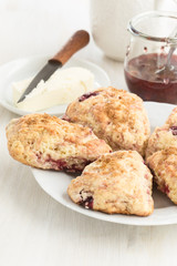 Classic bakery, cream scones with cherry