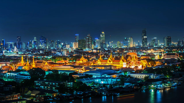 Grand palace at twilight in Bangkok, Thailand