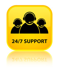 24/7 support (customer care team icon) yellow square button