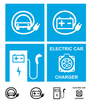 Electric car charging symbols