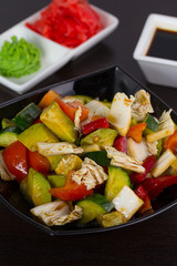 salad of tomatoes, cucumbers, asparagus, red pepper