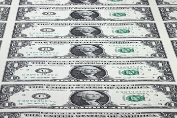 ungeschnittener 1 US-Dollar Bogen