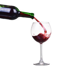 Isolated bottle and glass with splash