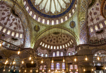 Internal view of Blue Mosque, Sultanahmet, Istanbul, Turkey