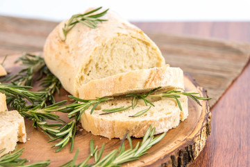 fresh baked resomary bread loaf