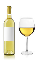 White wine bottle and glass