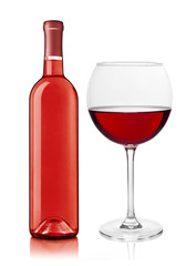 Red wine bottle and glass