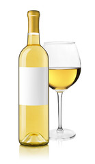 White wine bottle and glass