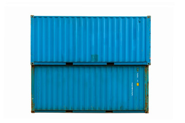 Old cargo container isolated on white