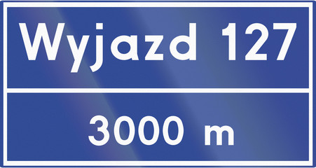 Polish road sign: Distance to motorway junction