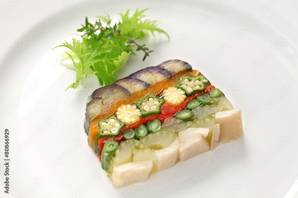 Wall mural homemade vegetable terrine, vegetarian cuisine