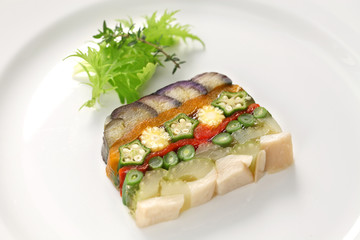 homemade vegetable terrine, vegetarian cuisine