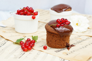 cupcakes with chocolate and redcurrent