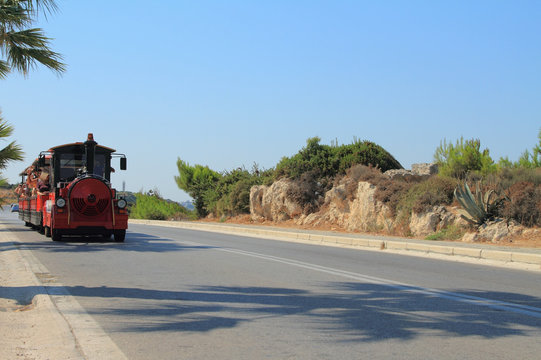 Excursion road train. Rhodes, Greece