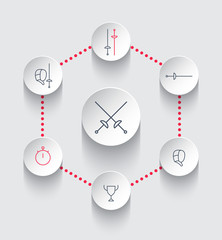 Fencing line round trendy icons, vector illustration, eps10