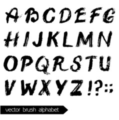 Vector Watercolor Painted Alphabet. Brush font.