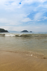 beautiful view of Ubatuba beach in Sao Paulo state, Brazil