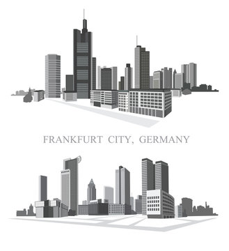 Frankfurt City. Urban panorama. Vector set.