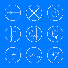 Fencing line white icons, vector illustration, eps10