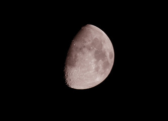 Moon crescent in October, warm color