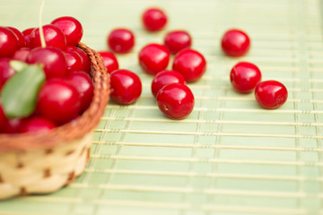 Organic Cherries in a Basket