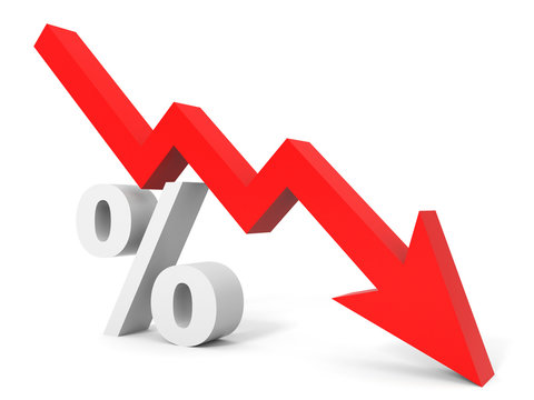 Graph down percent sign arrow.