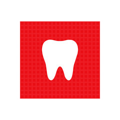tooth icon on  red square button