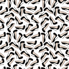 Simple seamless pattern of black shoes on a very large heel