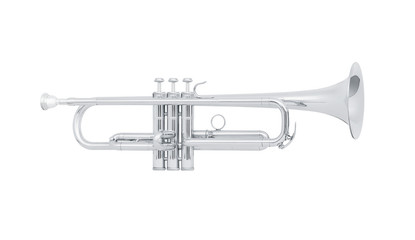 Obraz na płótnie Canvas silver brass trumpet isolated on white background
