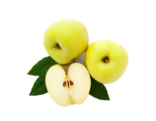 apples with green leaves