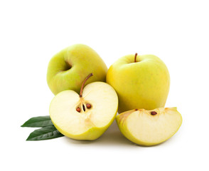 apples with green leaves