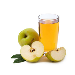apple juice in glass isolated
