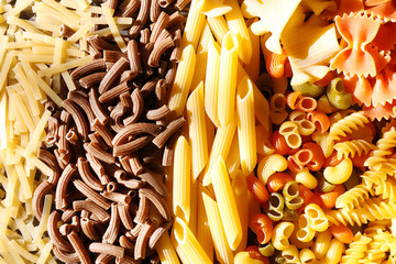 Different types of pasta, macro view