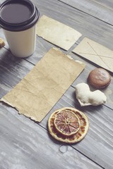 Business. Coffee identity mockup set with retro filter effect