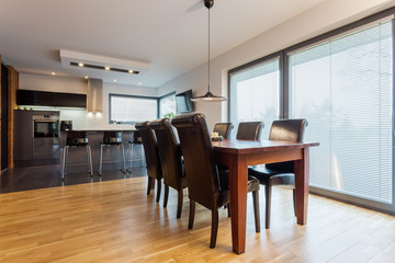 Dining room in elegant flat