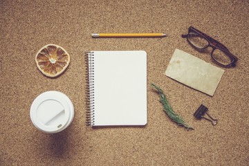 Instagram. Top view of coffee and stationery mockup set with