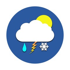 Sun, cloud, rain, snow, thunder circle icon