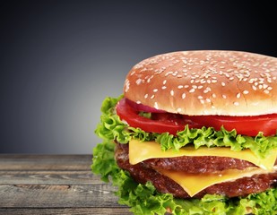 Food. Hamburger macro