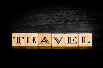 Word Travel isolated on black background