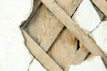 Ruined wooden wall background