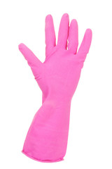 Obraz premium Rubber glove on hand, isolated on white