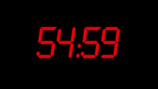 Clock Timer RED Count Down  in 3D with shadow 4k